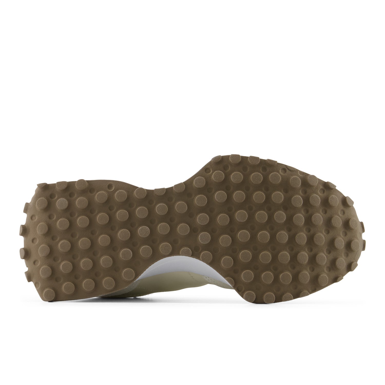 Brown sole of a shoe with textured pattern on a white background