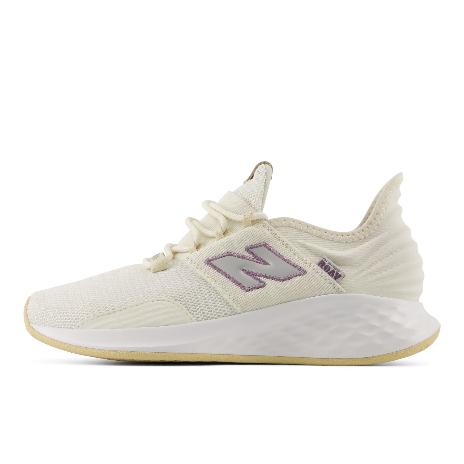 White sneaker with a brand logo on a white background