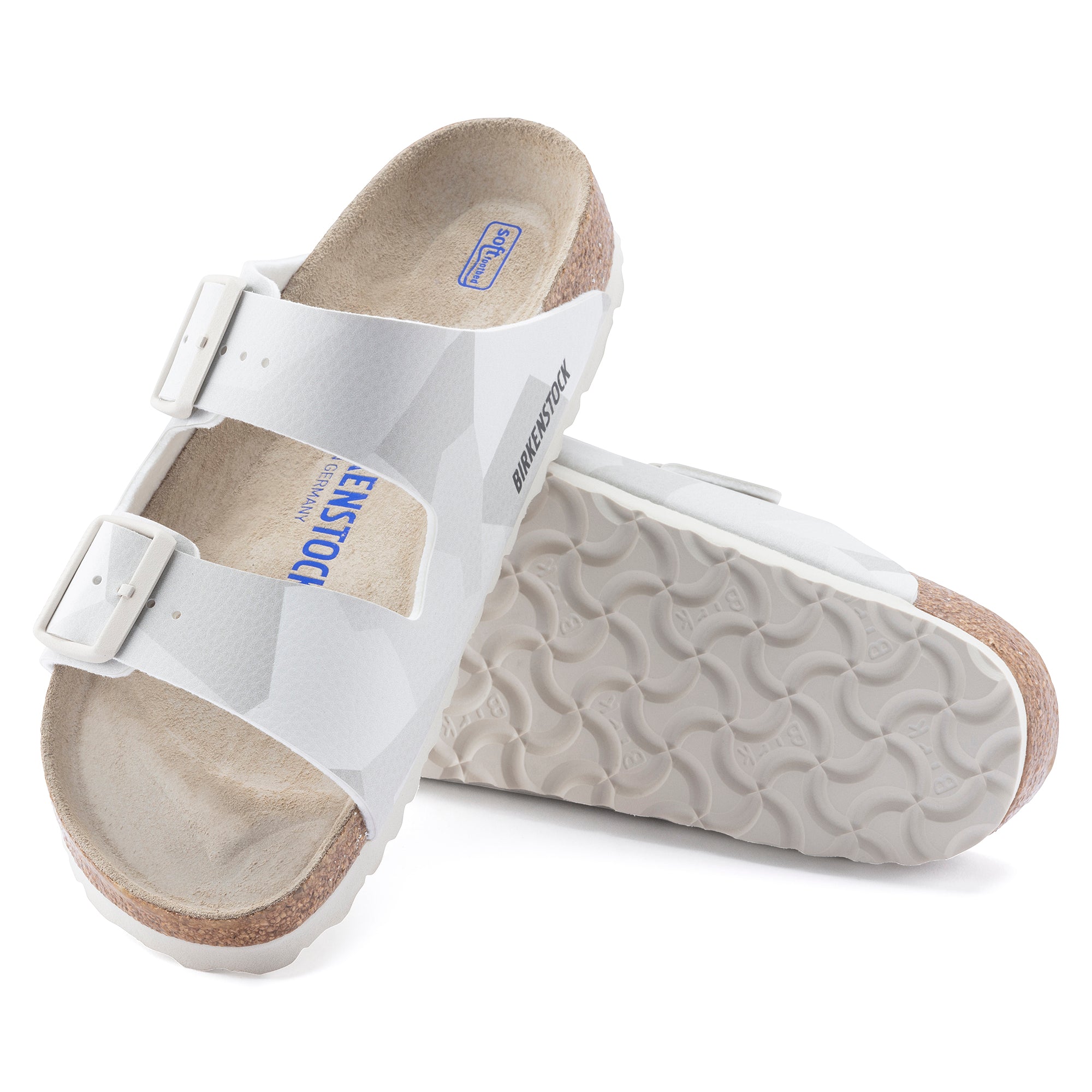 Women's Birkenstock Arizona Soft Footbed Birko-Flor Color: Desert Soil Geo Snow