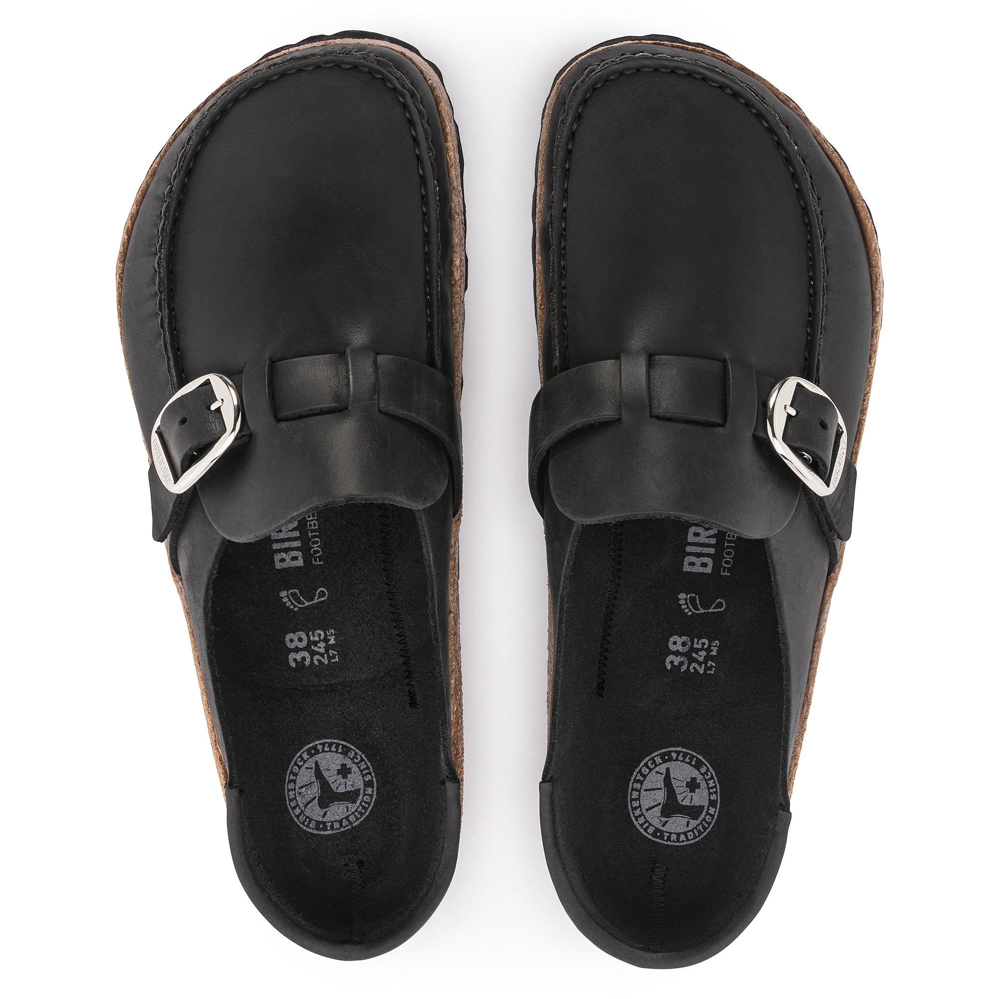 Women's Birkenstock Buckley Oiled Leather Color: Black