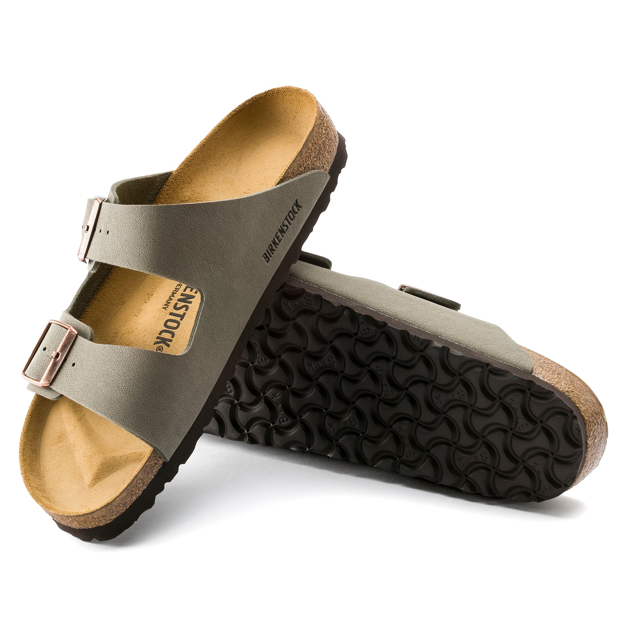 Birkenstock Arizona Birkibuc Color: Stone (REGULAR/WIDE WIDTH)