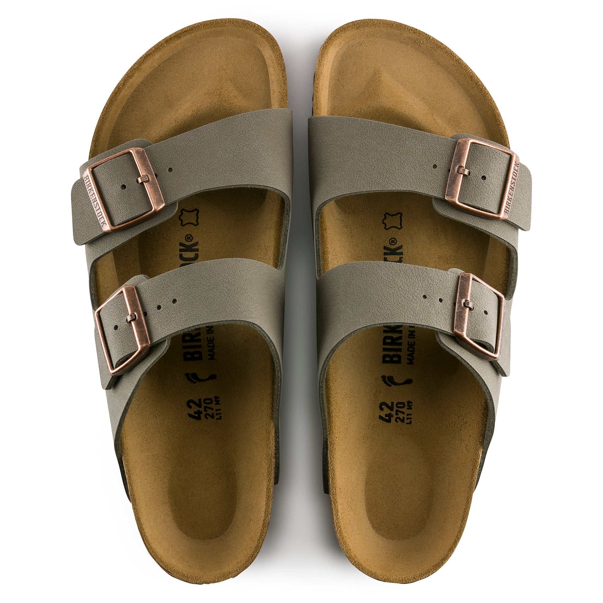 Birkenstock Arizona Birkibuc Color: Stone (REGULAR/WIDE WIDTH)
