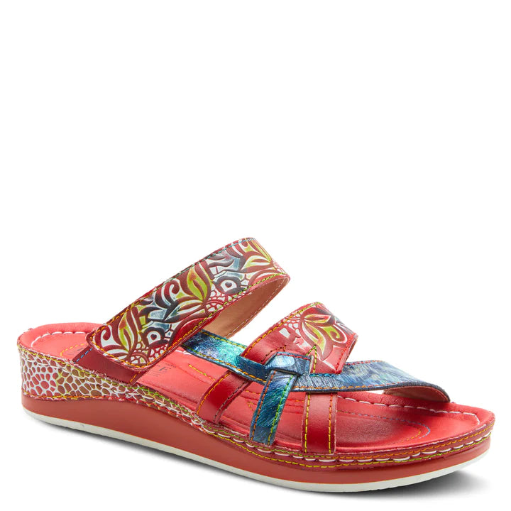Women's Spring Step L'Artiste Caiman Slide Sandal Color: Red Multi