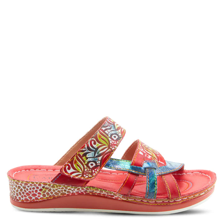 Women's Spring Step L'Artiste Caiman Slide Sandal Color: Red Multi