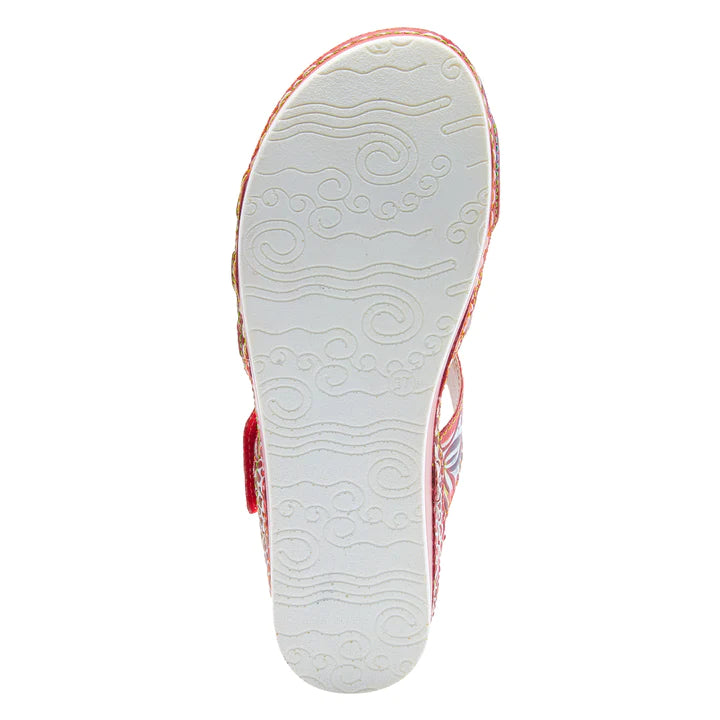 Women's Spring Step L'Artiste Caiman Slide Sandal Color: Red Multi