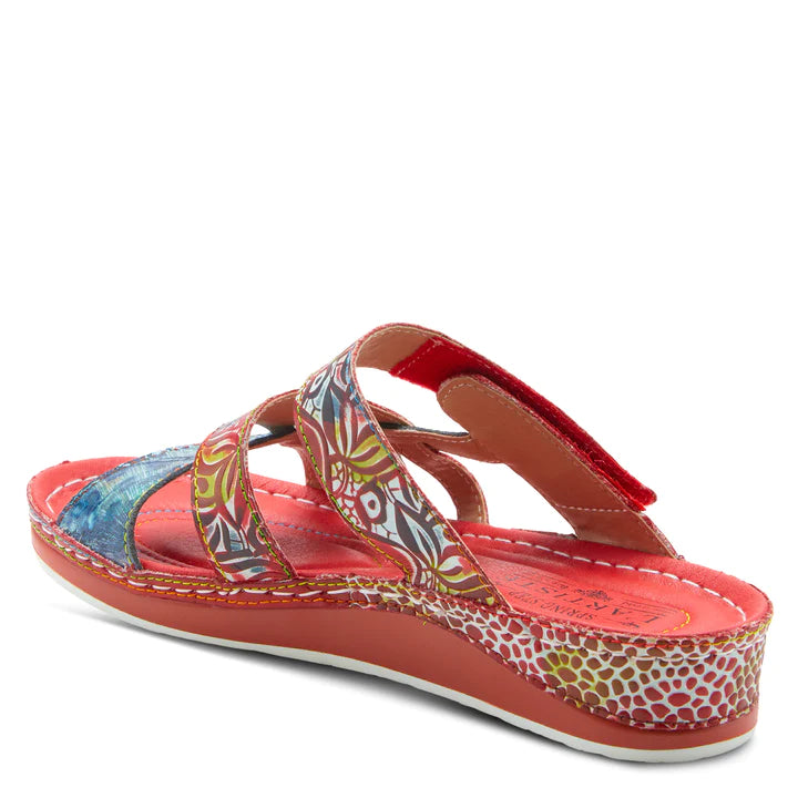 Women's Spring Step L'Artiste Caiman Slide Sandal Color: Red Multi