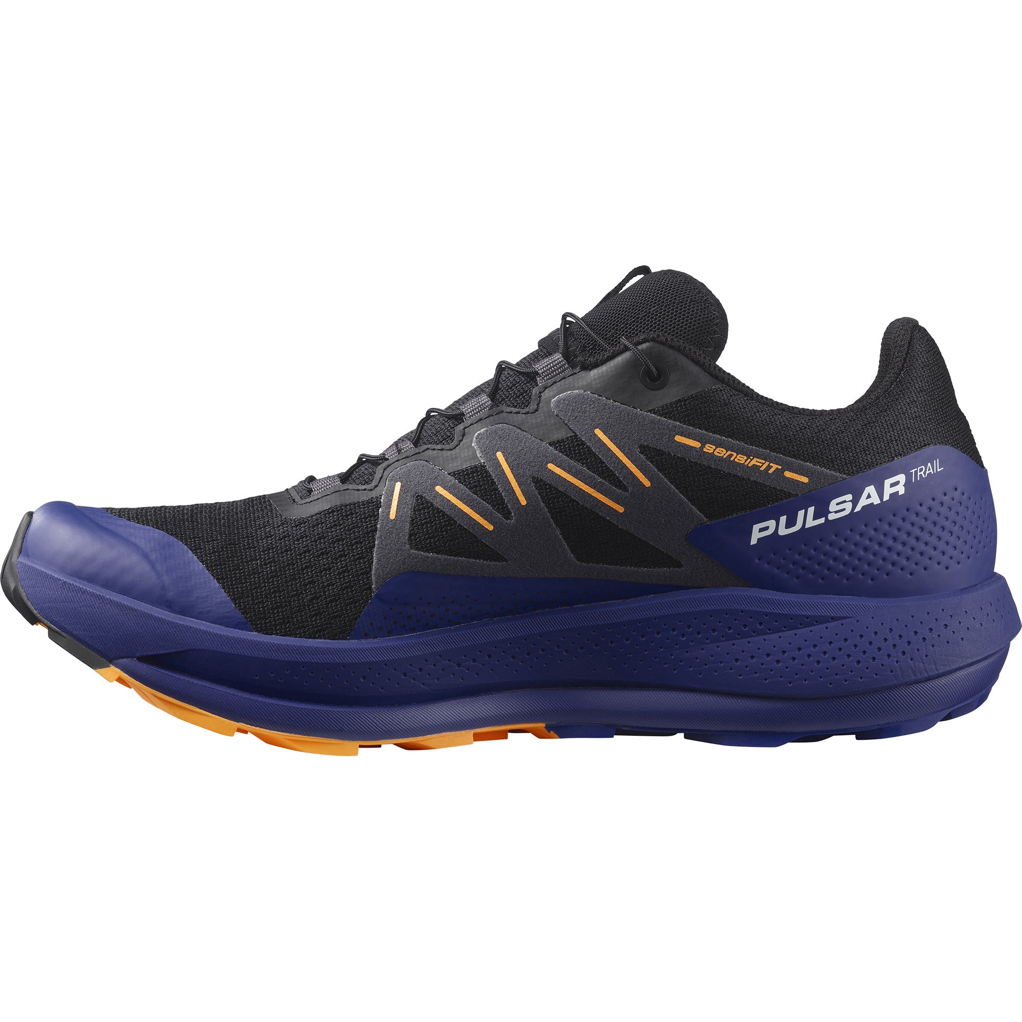 Men's Salomon Pulsar Trail Color: Black / Clematis Blue / Blazing Orange