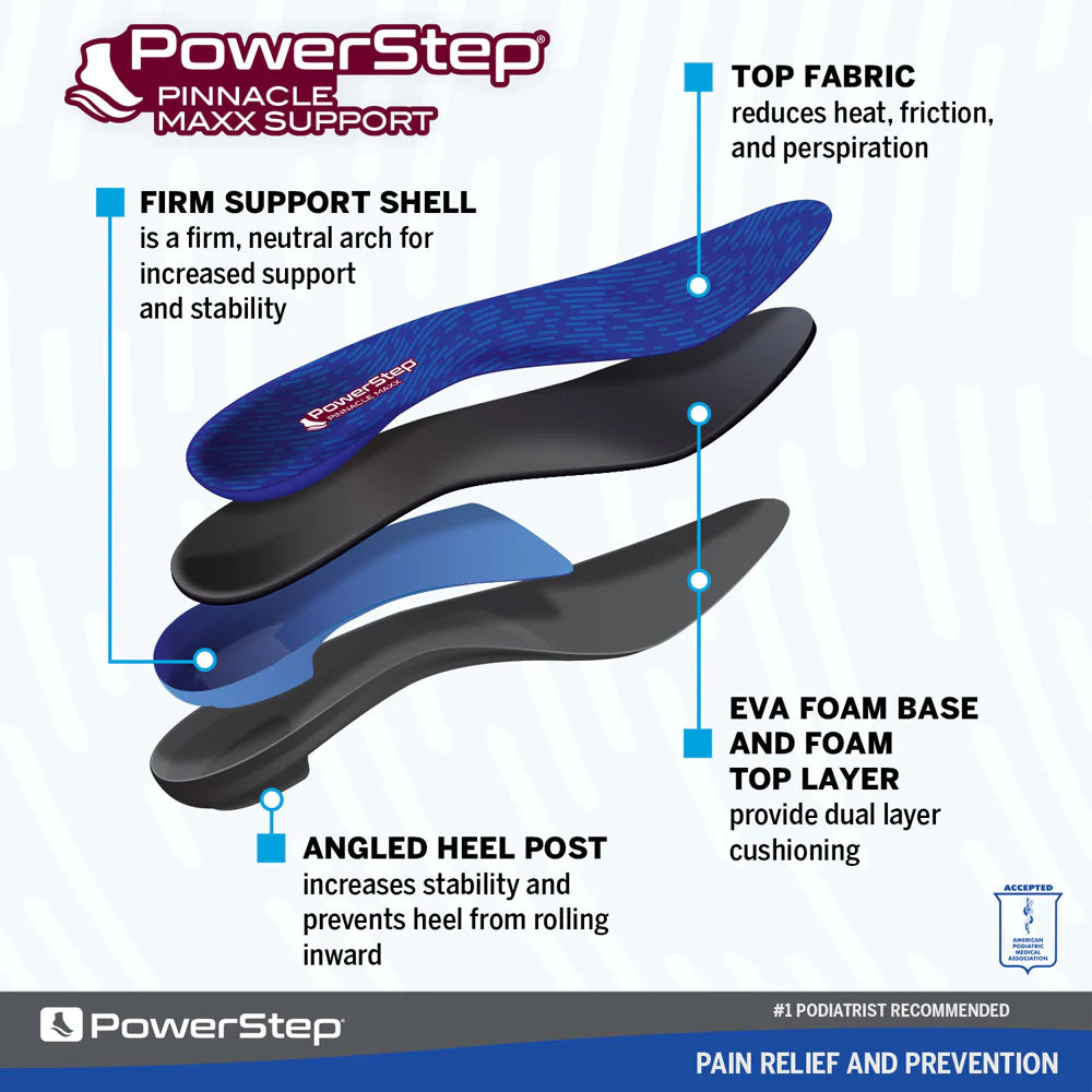 PowerStep Maxx Insoles Over-Pronation Corrective Orthotic, Max Stability