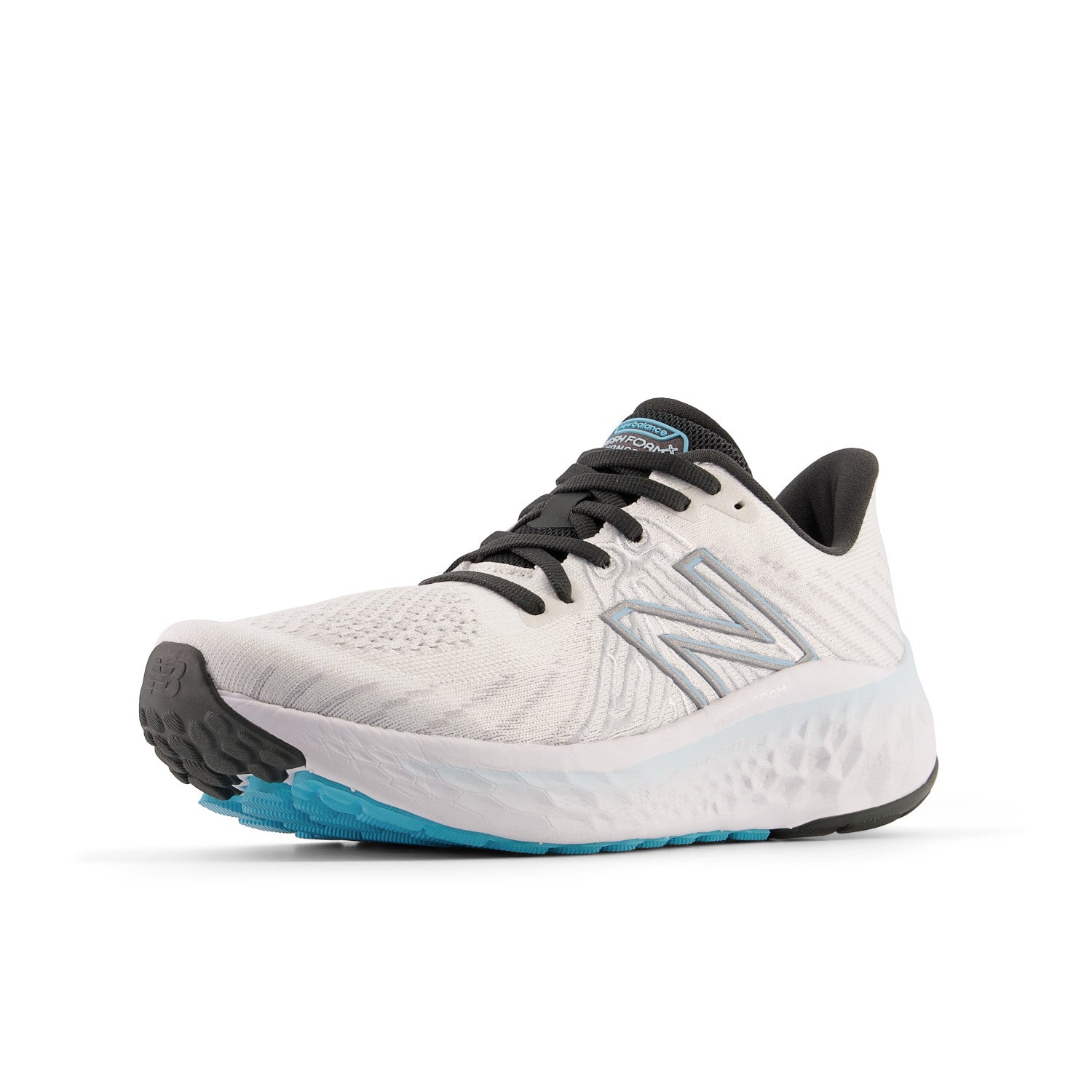 Women's New Balance Fresh Foam X Vongo v5 Color: White with Bleach Blue and Silver Metalic