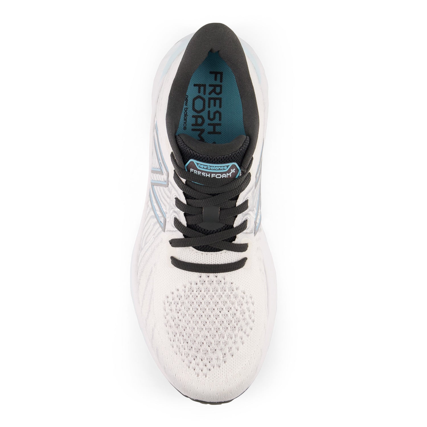 Women's New Balance Fresh Foam X Vongo v5 Color: White with Bleach Blue and Silver Metalic