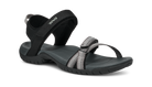 Black and gray sandal with 'Teva' branding on a white background