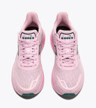 Pink running shoes with visible brand logo on a white background