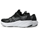 Black running shoe with colorful accents on a white background