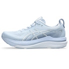 Light blue running shoe on a white background