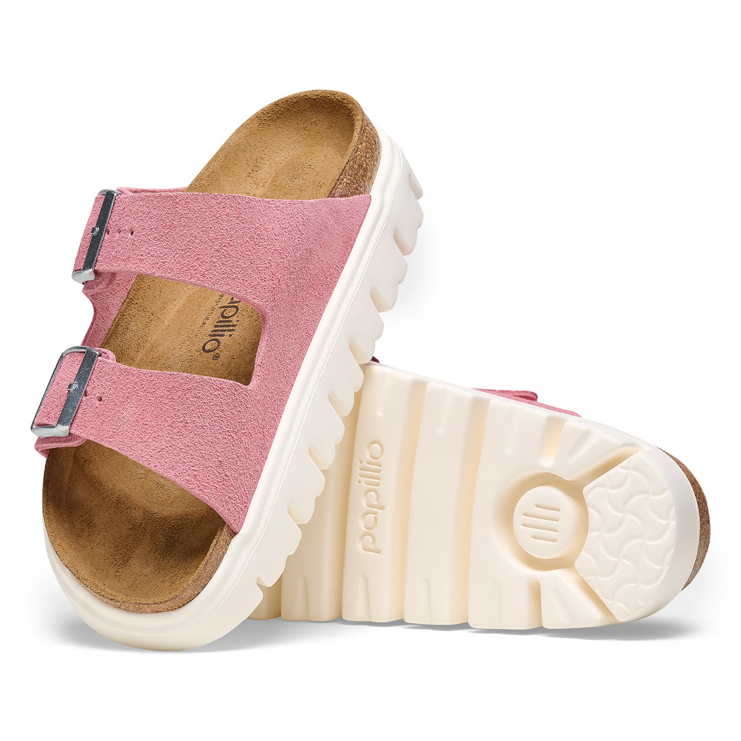 Women's Birkenstock Papillio Arizona Chunky Suede Leather Color: Candy Pink  1