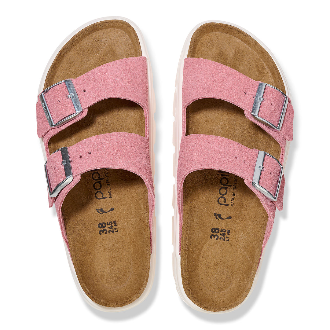 Women's Birkenstock Papillio Arizona Chunky Suede Leather Color: Candy Pink  3