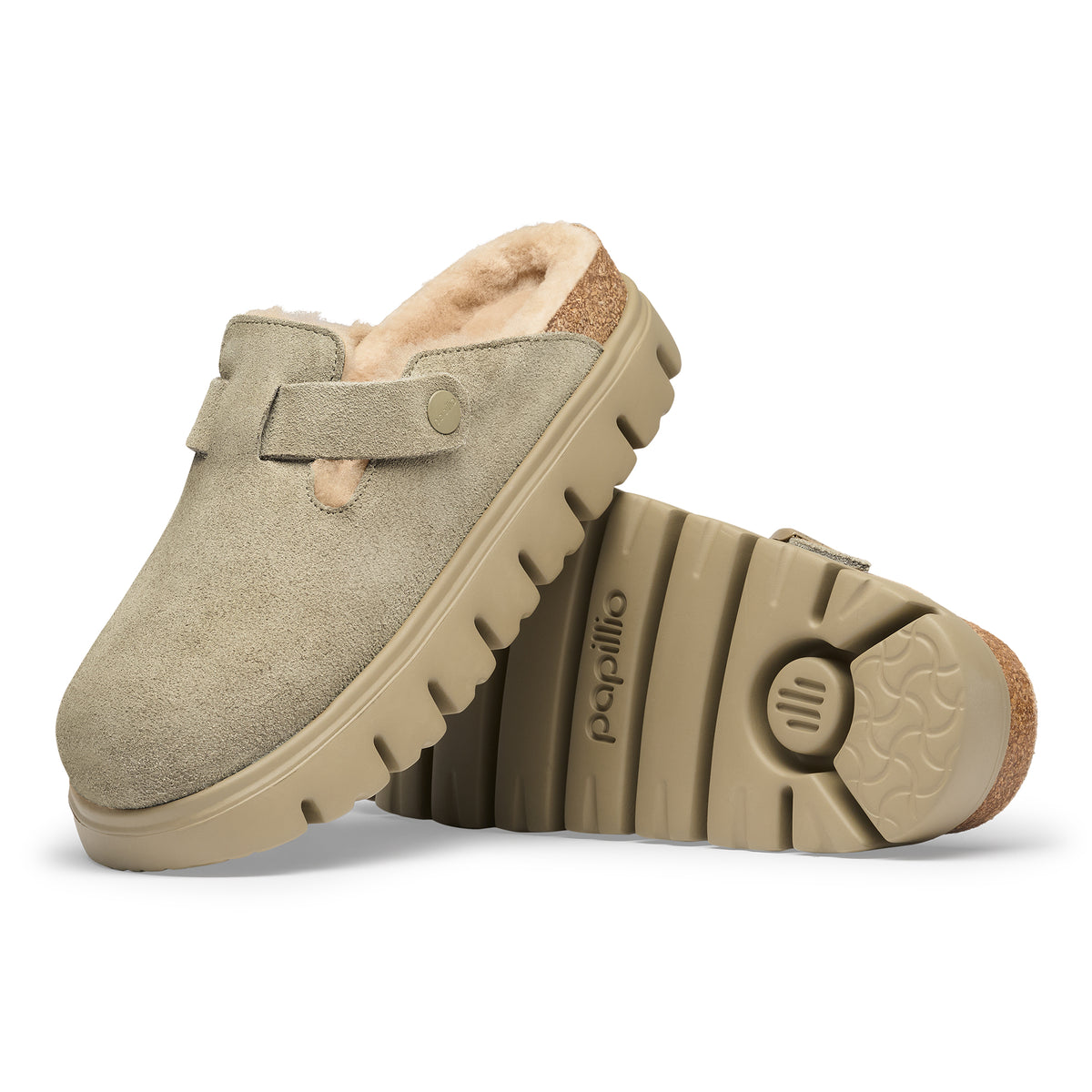 Women's Birkenstock Papillio Boston Chunky Shearling Suede Leather 1