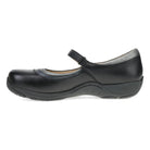 Black shoe with a strap on a white background
