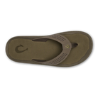 Brown sandal with a logo on a white background