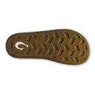Brown sandal sole with a brand logo on a white background