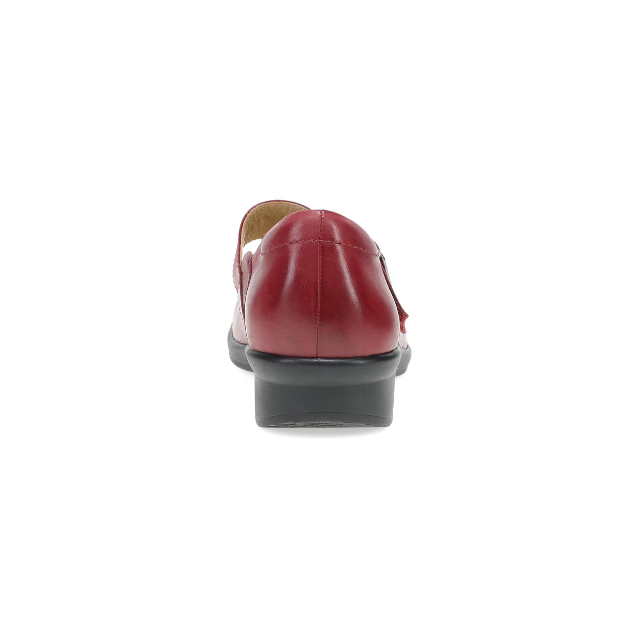 Red leather shoe on a white background