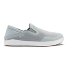 Light gray slip-on shoe with white sole on a white background