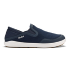 Navy slip-on shoe with white sole on a white background