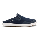 Navy slip-on shoe with white sole on a white background