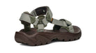 Green and brown sandal on a white background
