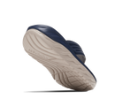 Blue shoe with a white sole on a white background
