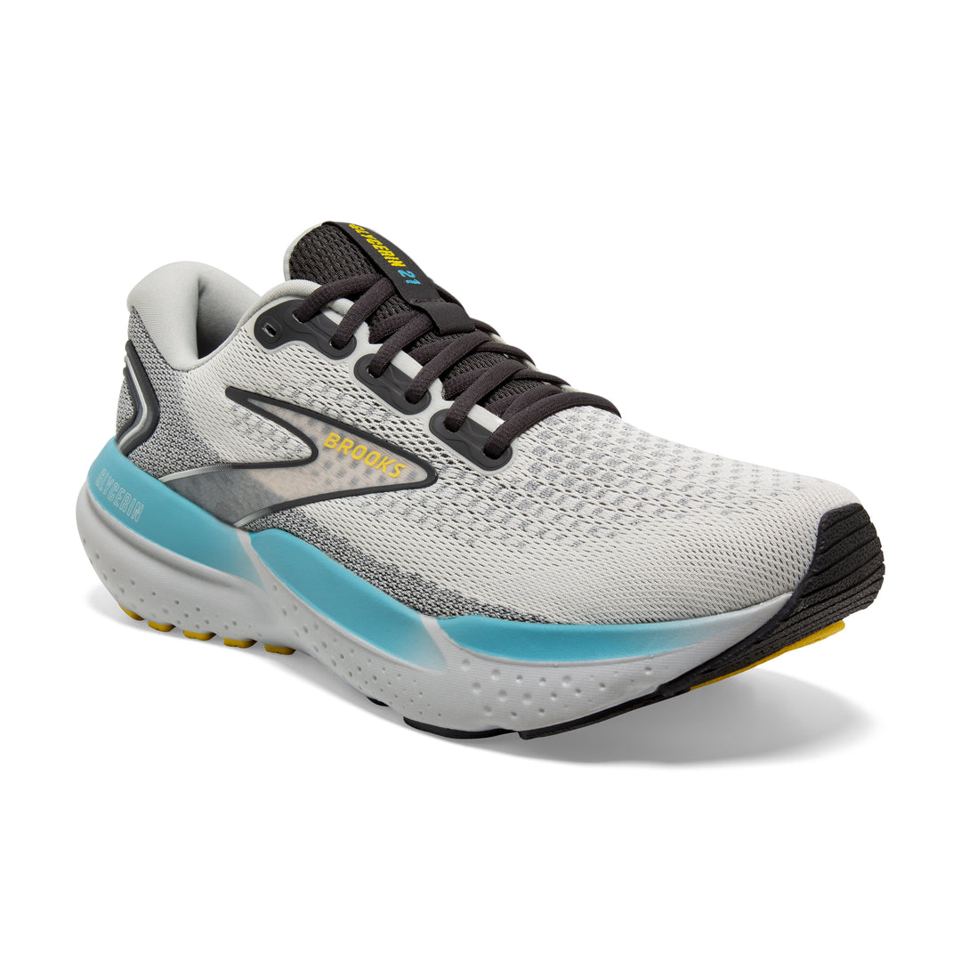 Men's Brooks Glycerin 21 Color: Coconut/Forged Iron/Yellow (WIDE WIDTH) 1