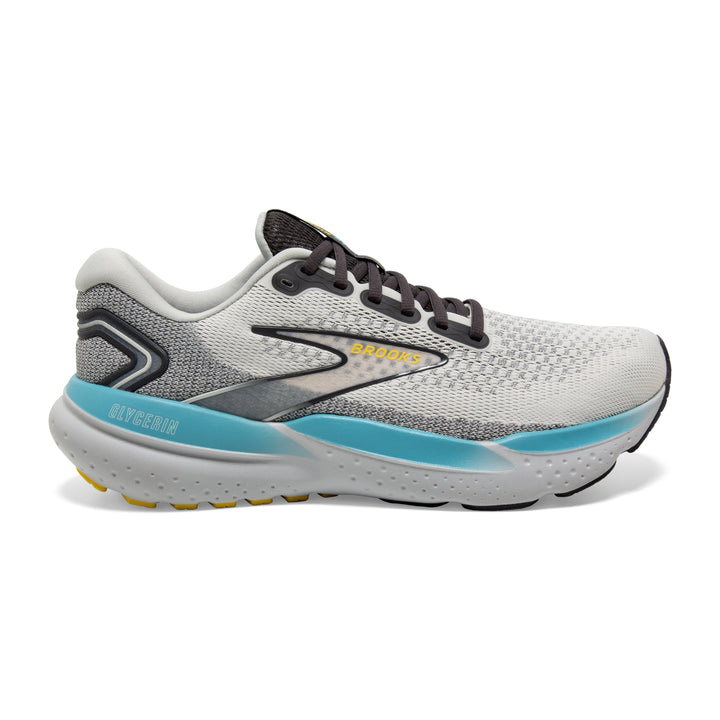 Men's Brooks Glycerin 21 Color: Coconut/Forged Iron/Yellow (WIDE WIDTH) 2