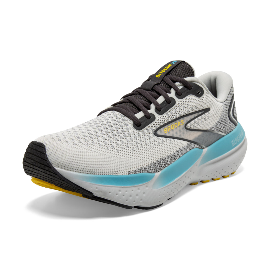 Men's Brooks Glycerin 21 Color: Coconut/Forged Iron/Yellow (WIDE WIDTH) 5