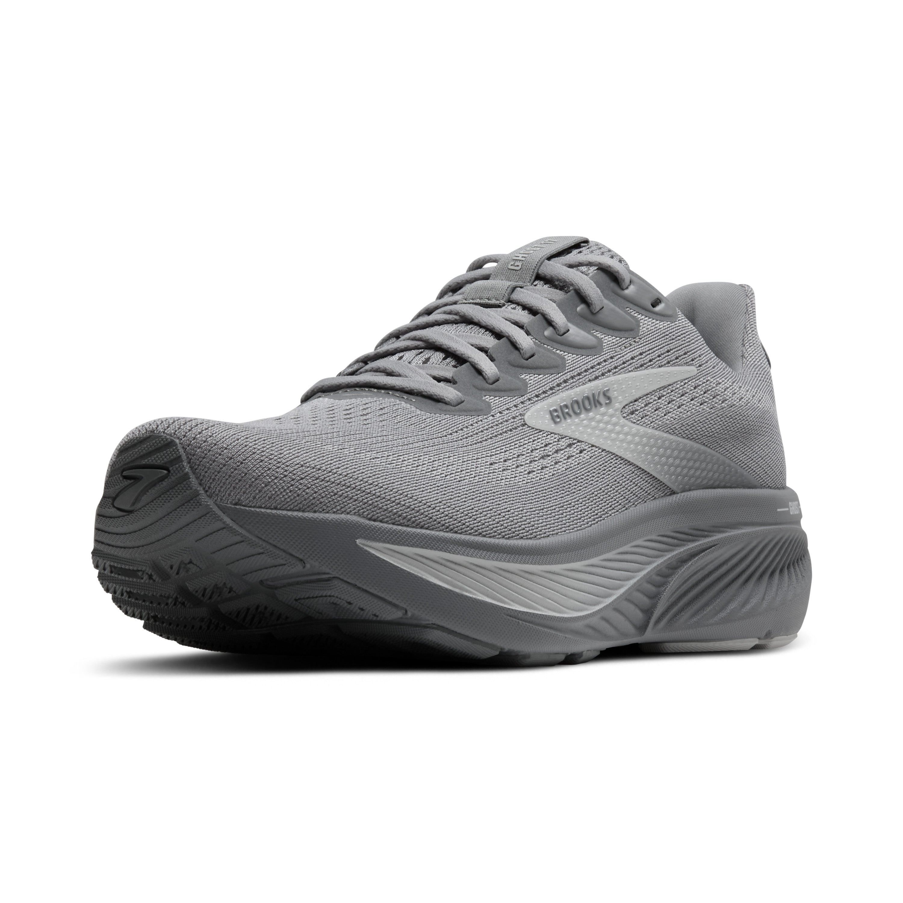 Gray running shoe on a white background