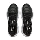 Black and white running shoes with 'Brooks' branding on a white background