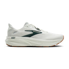 White running shoe with 'Brooks' branding on a white background