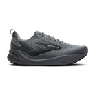 Black running shoe on a white background