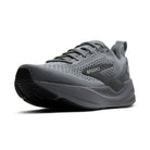 A gray Brooks running shoe with a black sole, shown from a three-quarters angle on a white background.