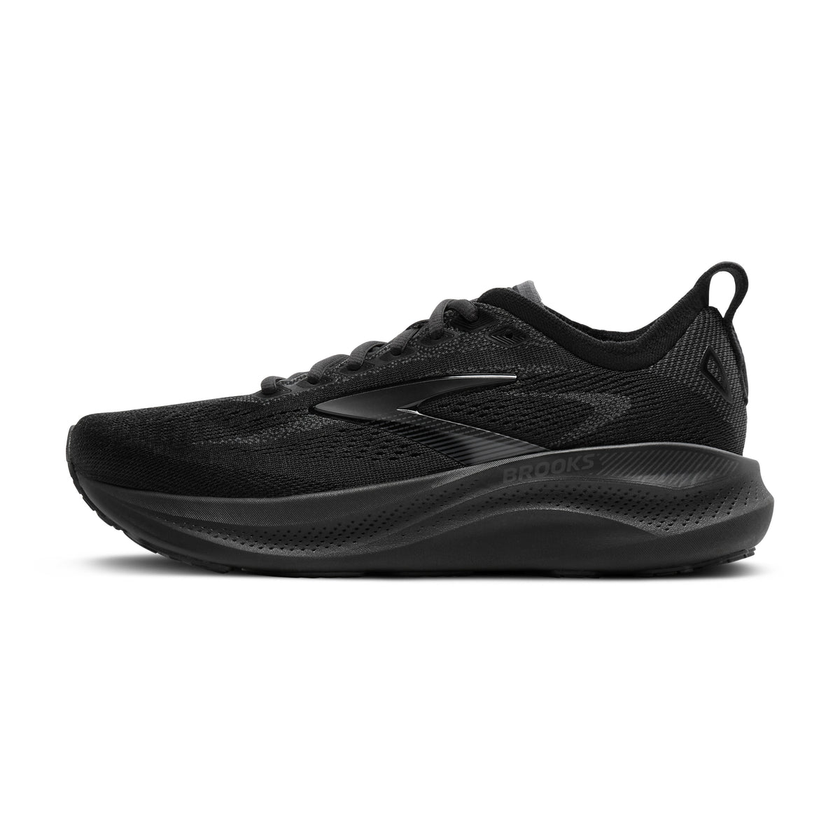 Black athletic shoe on a white background