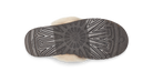 The bottom sole of a slip-on shoe or boot, featuring a textured dark gray tread pattern with a circular sunburst design and a light beige shearling or faux-fur lining visible at the top and bottom edges, shown on a plain white background.