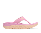Pink sandal with a brand logo on a white background