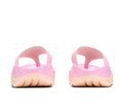 Pair of pink and beige ballet shoes on a white background