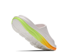 White shoe with a colorful sole on a white background