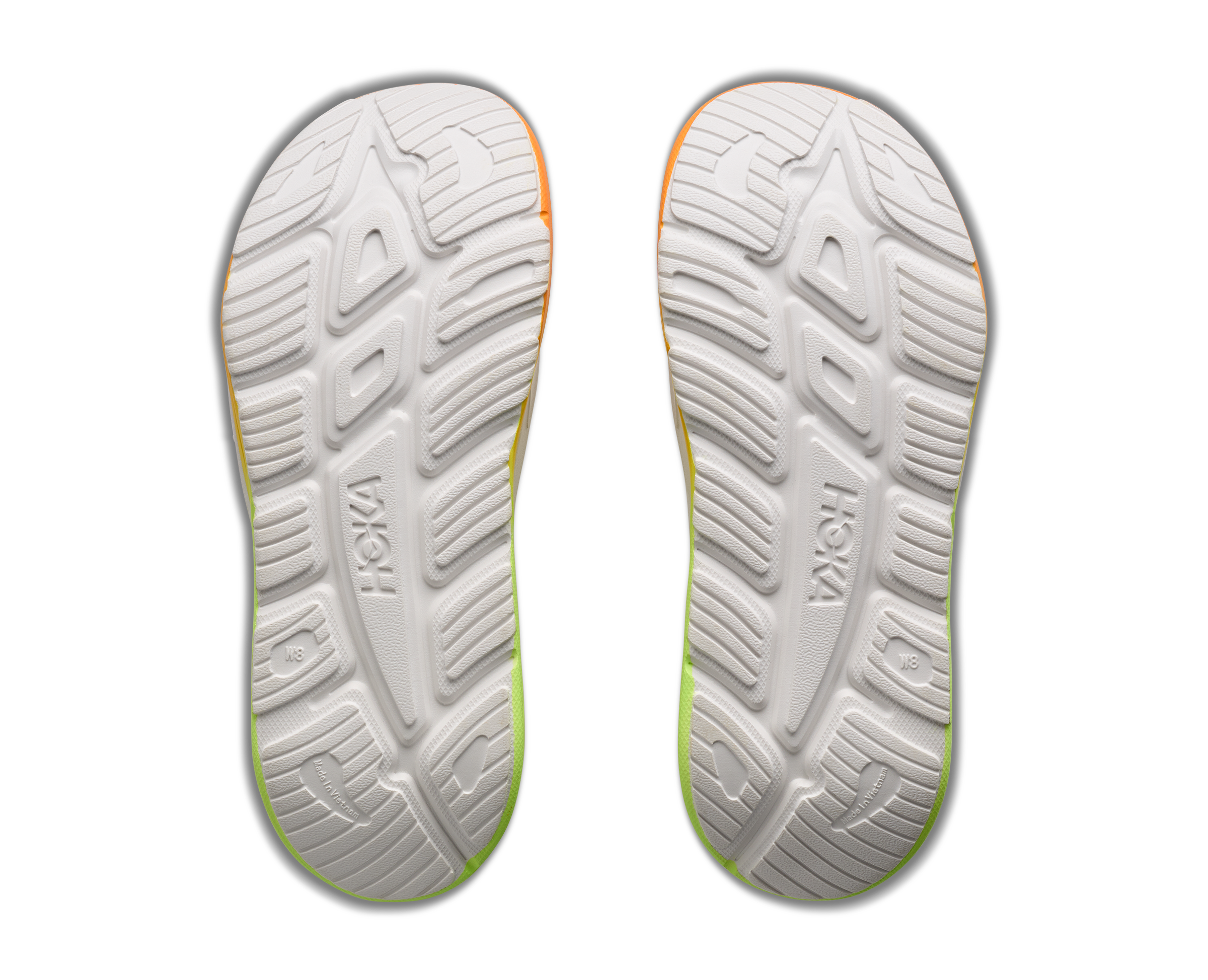 White shoe insoles with brand logo on a white background