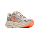 Gray running shoe with orange sole and 'Hoka' branding on a white background