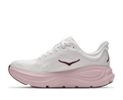 White and pink running shoe on a white background