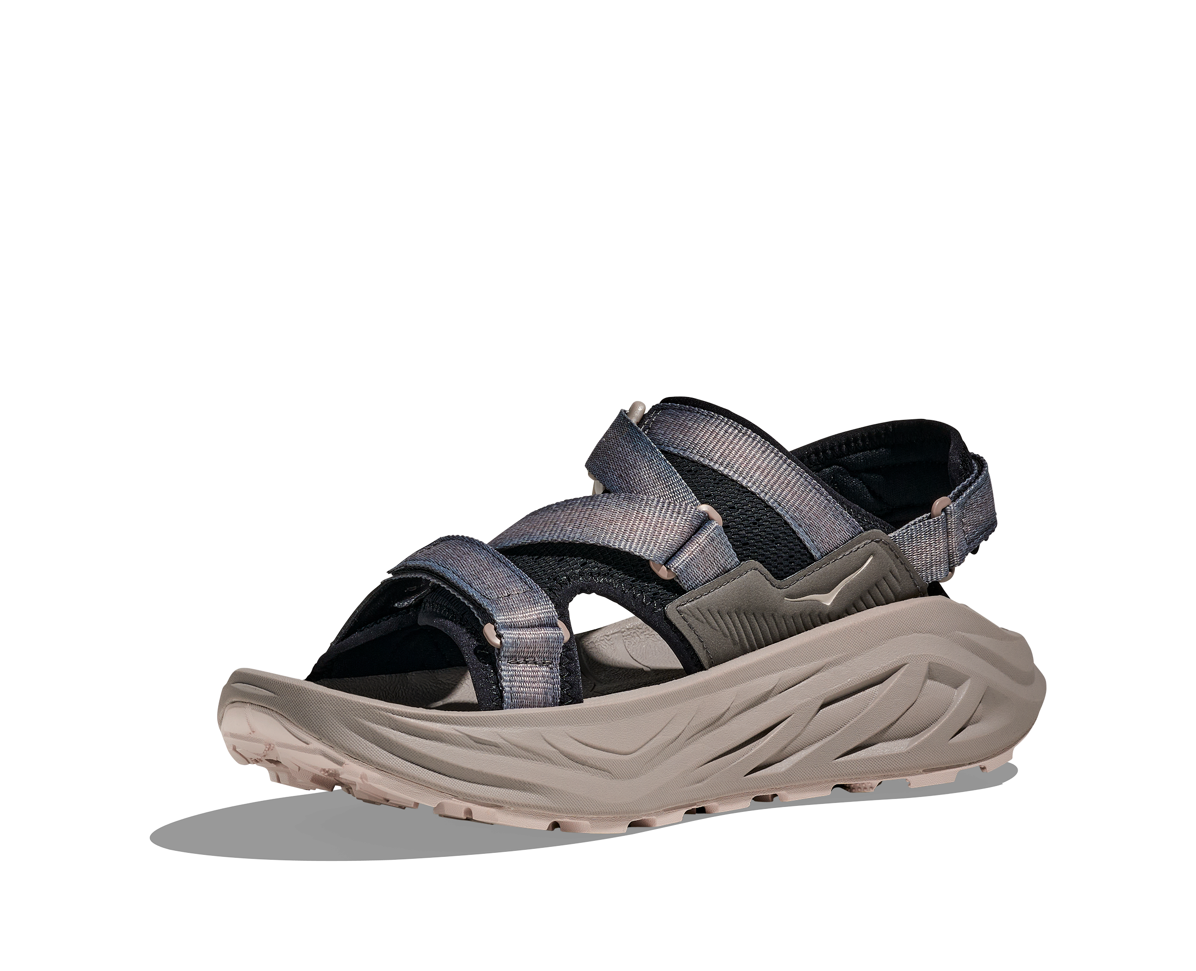 Gray sandal with a thick sole on a white background