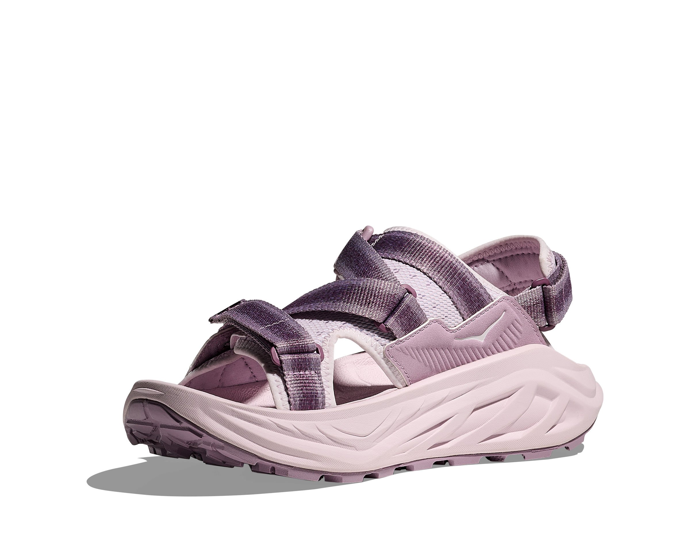 Purple and white sandal on a white background