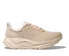Beige running shoe with 'Hoka' branding on a white background