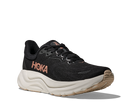 Black Hoka running shoe on a white background